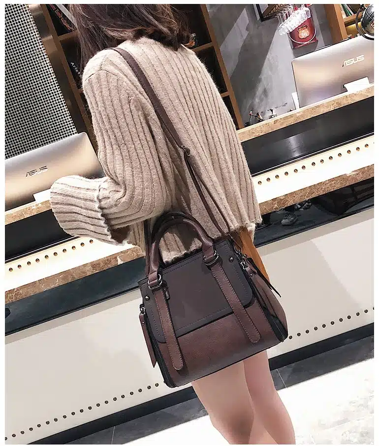 European style Fashion New Women Handbags 2019 High quality Matte PU Leather Portable Shoulder bag Ladies Hit color Big Tote bag 15