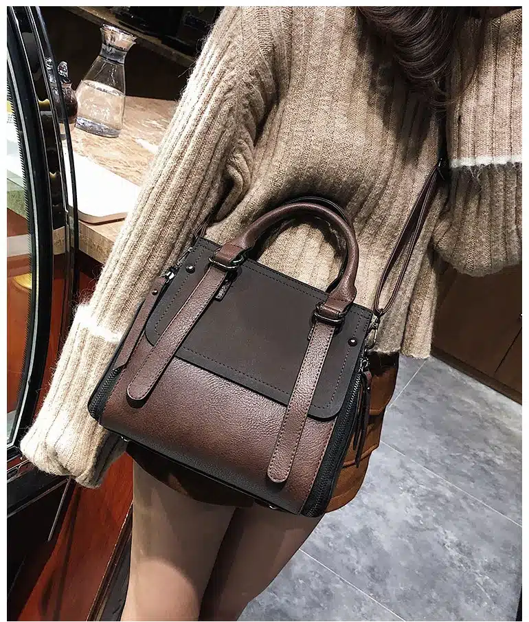 European style Fashion New Women Handbags 2019 High quality Matte PU Leather Portable Shoulder bag Ladies Hit color Big Tote bag 16