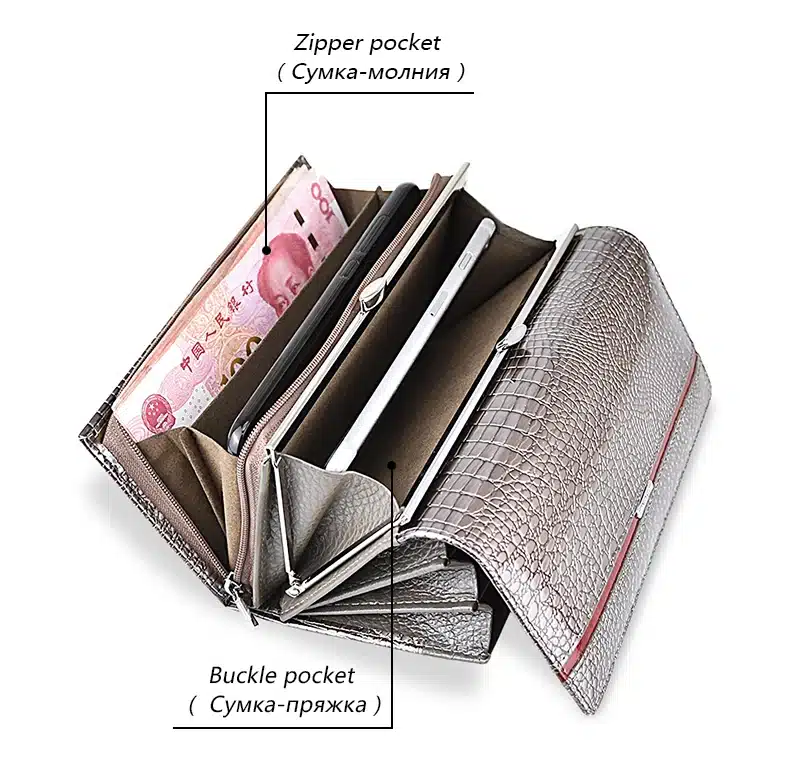 DICIHAYA Brand Genuine Leather Women Wallets Crocodile Print Long Hasp Zipper Wallet Ladies Clutch Bag Purse Female Luxury 2019 14