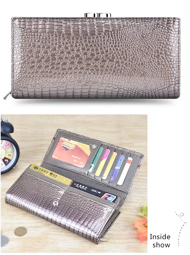 DICIHAYA Brand Genuine Leather Women Wallets Crocodile Print Long Hasp Zipper Wallet Ladies Clutch Bag Purse Female Luxury 2019 22