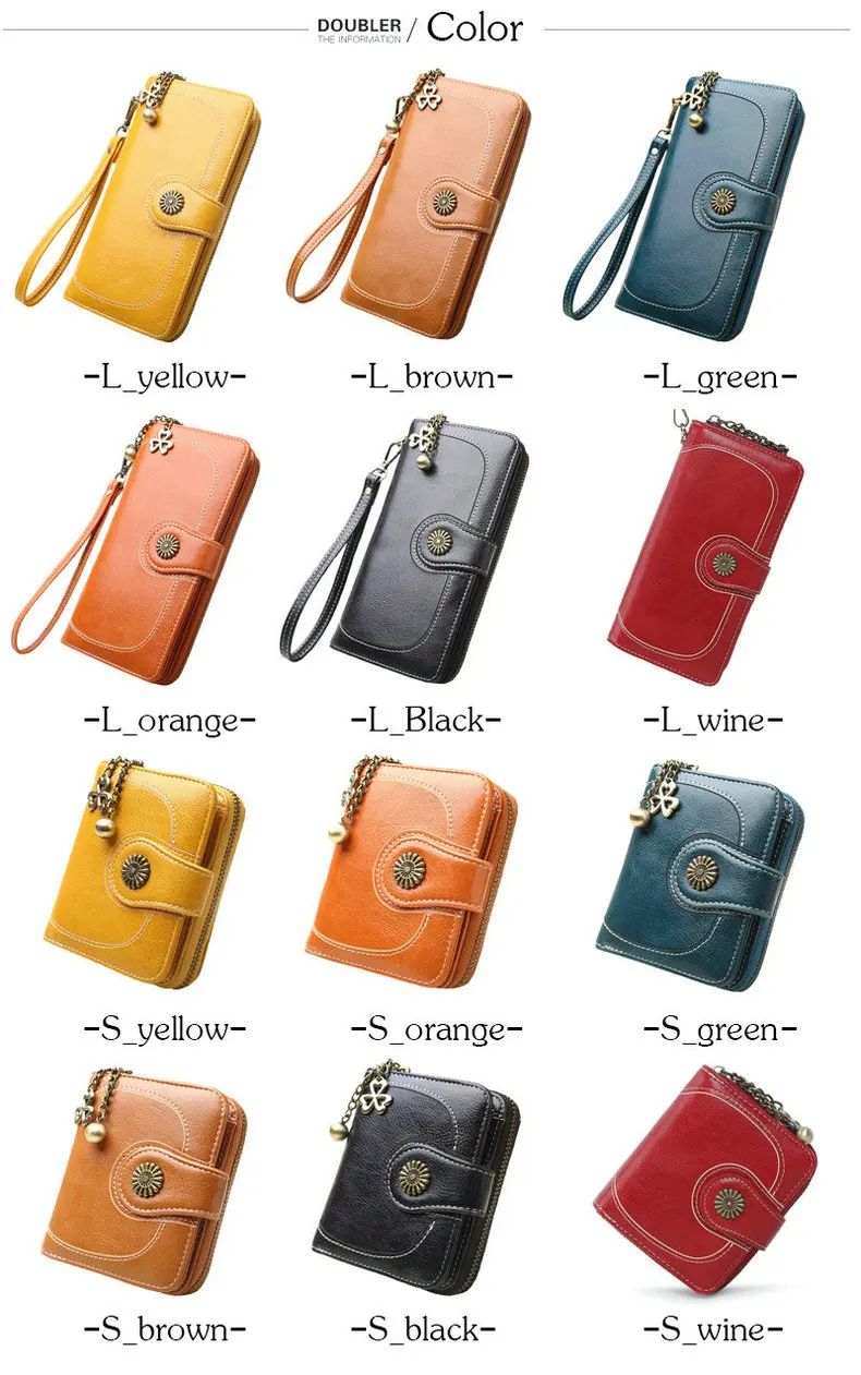 2019 New Vintage Button Phone Purses Women Wallets Female Purse Leather Brand Retro Ladies Long Zipper Woman Wallet Card Clutch 14
