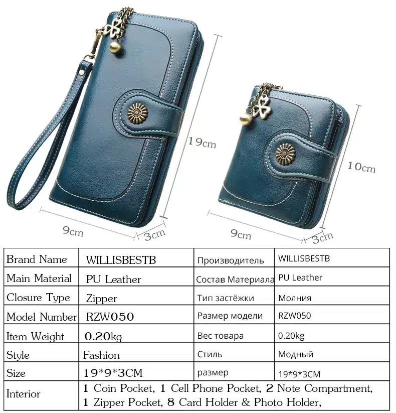 2019 New Vintage Button Phone Purses Women Wallets Female Purse Leather Brand Retro Ladies Long Zipper Woman Wallet Card Clutch 15