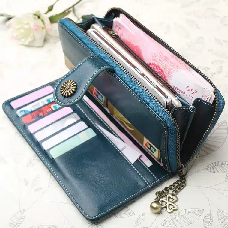 2019 New Vintage Button Phone Purses Women Wallets Female Purse Leather Brand Retro Ladies Long Zipper Woman Wallet Card Clutch 19