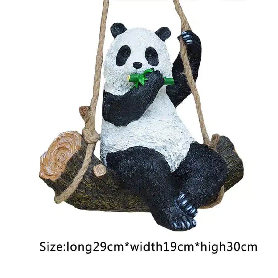 Resin Simulation Garden Swing Swinging Panda For House Garden School Party Outdoor Indoor Chilrden Pet Park Toy Decoration 15