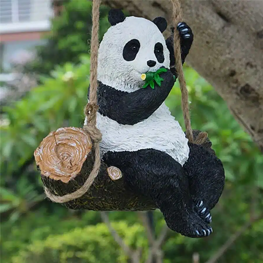 Resin Simulation Garden Swing Swinging Panda For House Garden School Party Outdoor Indoor Chilrden Pet Park Toy Decoration 20