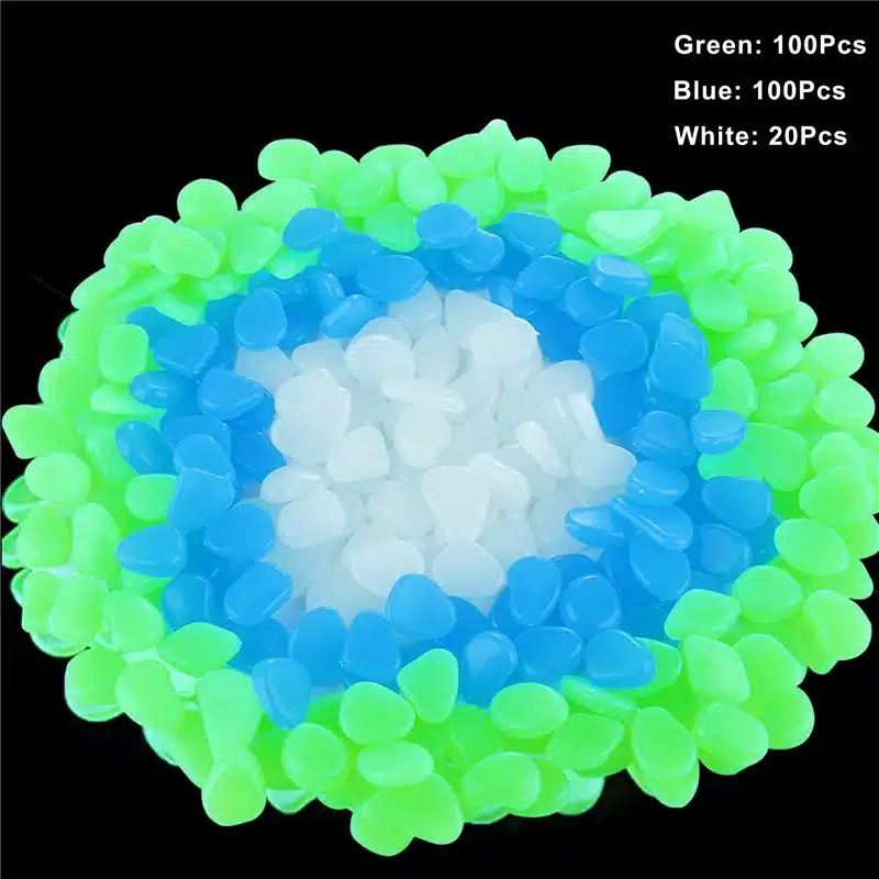 100pcs/lot Garden supplies Stone Glow in the Dark Luminous Pebbles Rocks for Walkways Fish Tank Decorations 11