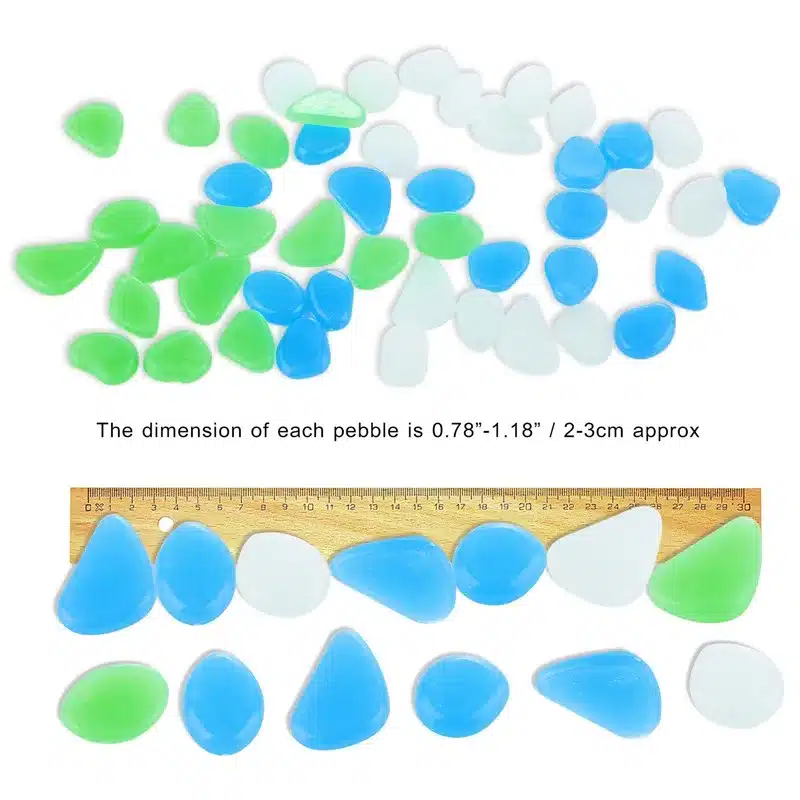 100pcs/lot Garden supplies Stone Glow in the Dark Luminous Pebbles Rocks for Walkways Fish Tank Decorations 13
