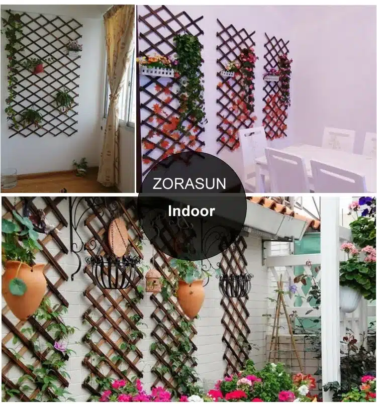 5Ft Expanding Wooden Garden Wall Fence Panel Plant Climb Trellis Support Decorative Garden Fence for Home Yard Garden Decoration 4