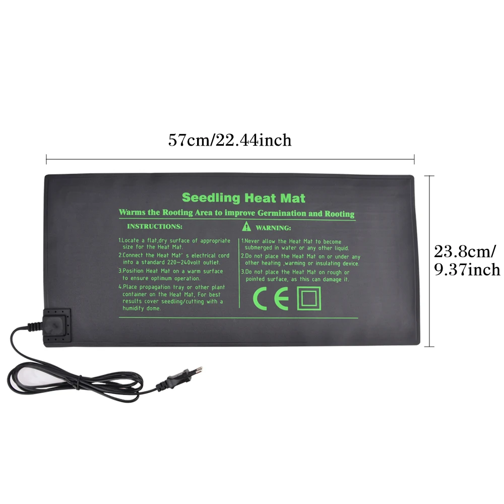 50X24cm US EU Plug Seedling Heat Mat Plant Seed Germination Propagation Clone Waterproof Home Garden Seedling Heat Mat 16