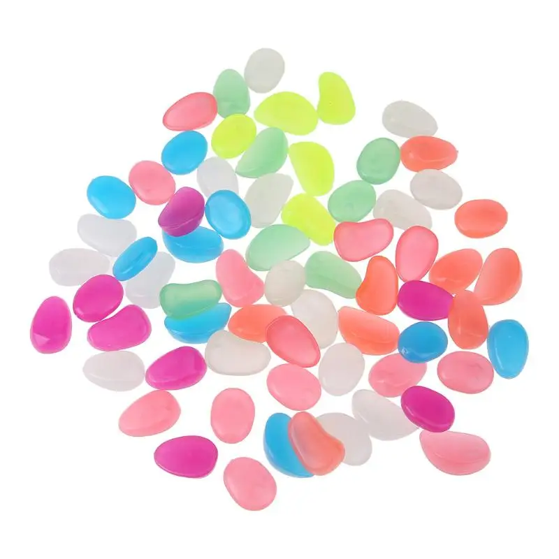 100pcs Luminous Stones Garden Park Decor Road Pebble Stones Glow in Dark Ornaments for Party Decoration Aquariums Decor Stones 10