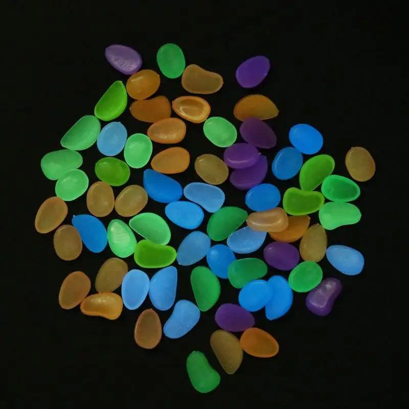 100pcs Luminous Stones Garden Park Decor Road Pebble Stones Glow in Dark Ornaments for Party Decoration Aquariums Decor Stones 14