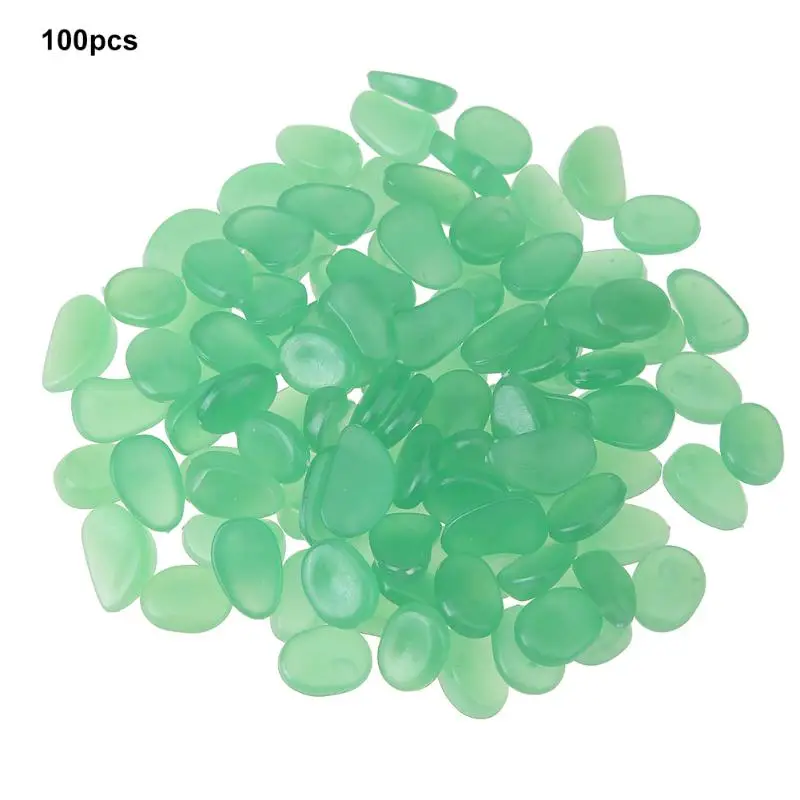 100pcs Luminous Stones Garden Park Decor Road Pebble Stones Glow in Dark Ornaments for Party Decoration Aquariums Decor Stones 20