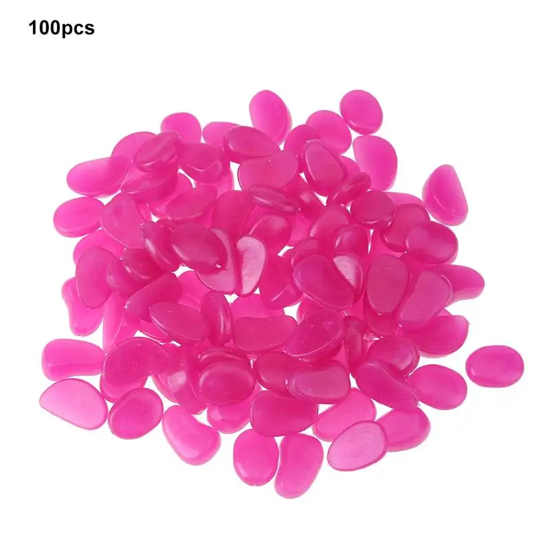 100pcs Luminous Stones Garden Park Decor Road Pebble Stones Glow in Dark Ornaments for Party Decoration Aquariums Decor Stones 21