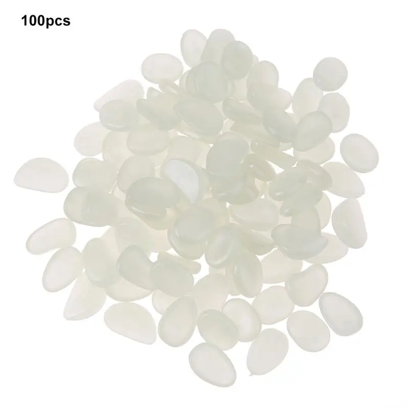 100pcs Luminous Stones Garden Park Decor Road Pebble Stones Glow in Dark Ornaments for Party Decoration Aquariums Decor Stones 23