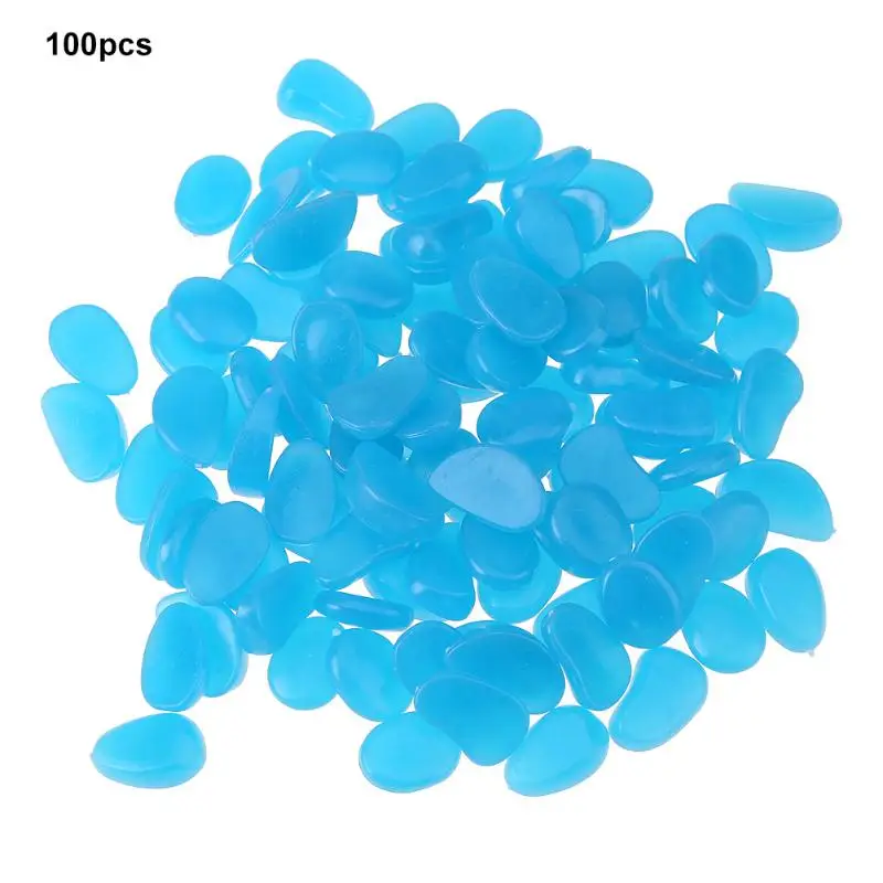 100pcs Luminous Stones Garden Park Decor Road Pebble Stones Glow in Dark Ornaments for Party Decoration Aquariums Decor Stones 25