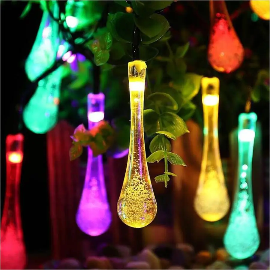 Solar Powered String Light Colorful Raindrop Solar Lamp Waterproof for Christmas Holiday Outdoor Garden Decoration Fairy Lights 1