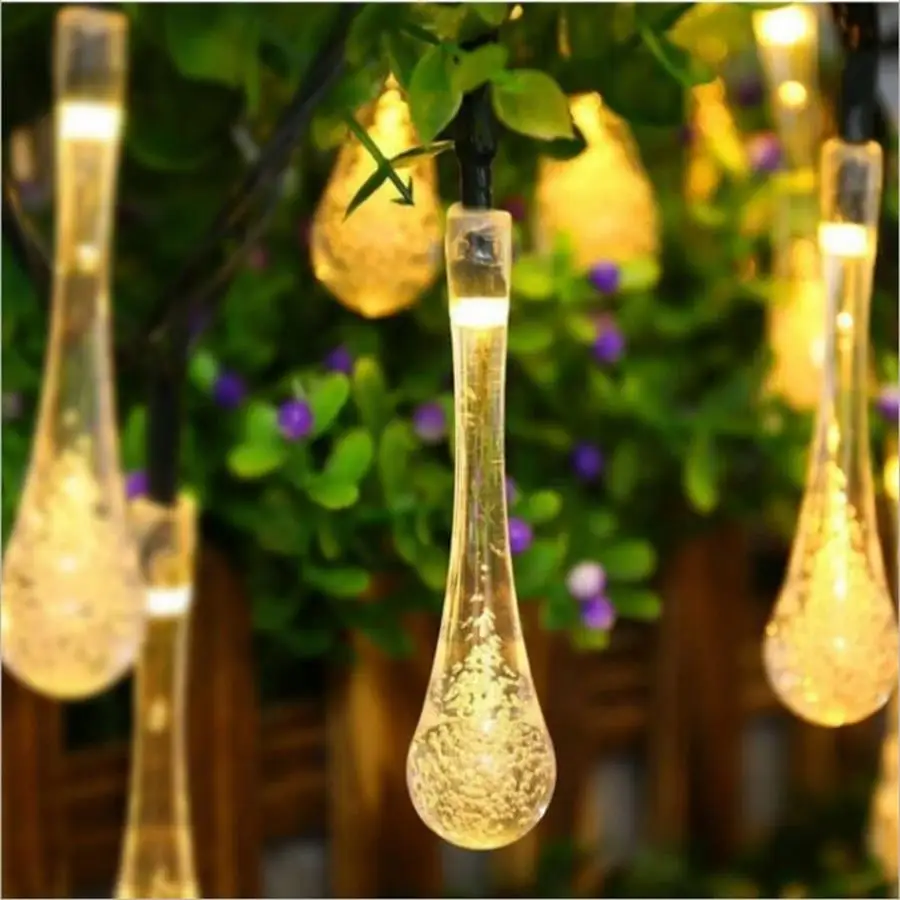 Solar Powered String Light Colorful Raindrop Solar Lamp Waterproof for Christmas Holiday Outdoor Garden Decoration Fairy Lights 2