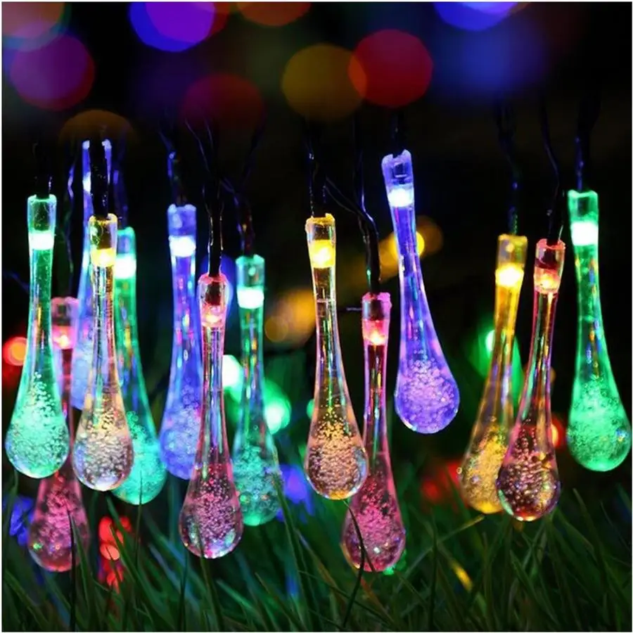 Solar Powered String Light Colorful Raindrop Solar Lamp Waterproof for Christmas Holiday Outdoor Garden Decoration Fairy Lights 3