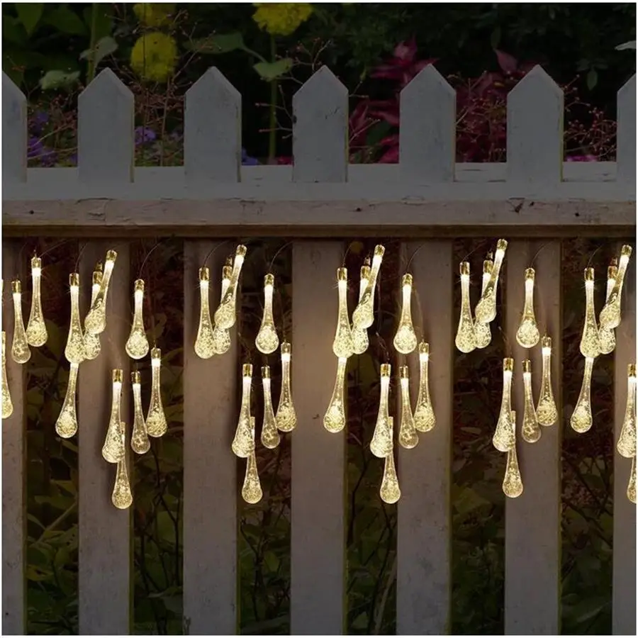 Solar Powered String Light Colorful Raindrop Solar Lamp Waterproof for Christmas Holiday Outdoor Garden Decoration Fairy Lights 4