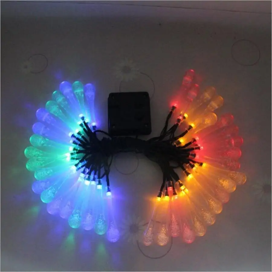 Solar Powered String Light Colorful Raindrop Solar Lamp Waterproof for Christmas Holiday Outdoor Garden Decoration Fairy Lights 8