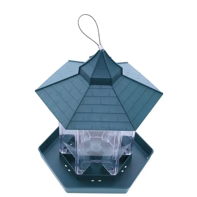 Green Pavilion Bird Feeder Outdoor Plastic Hanging Bird Food Container Garden Decoration Bird Feeder Pet Supplies 6