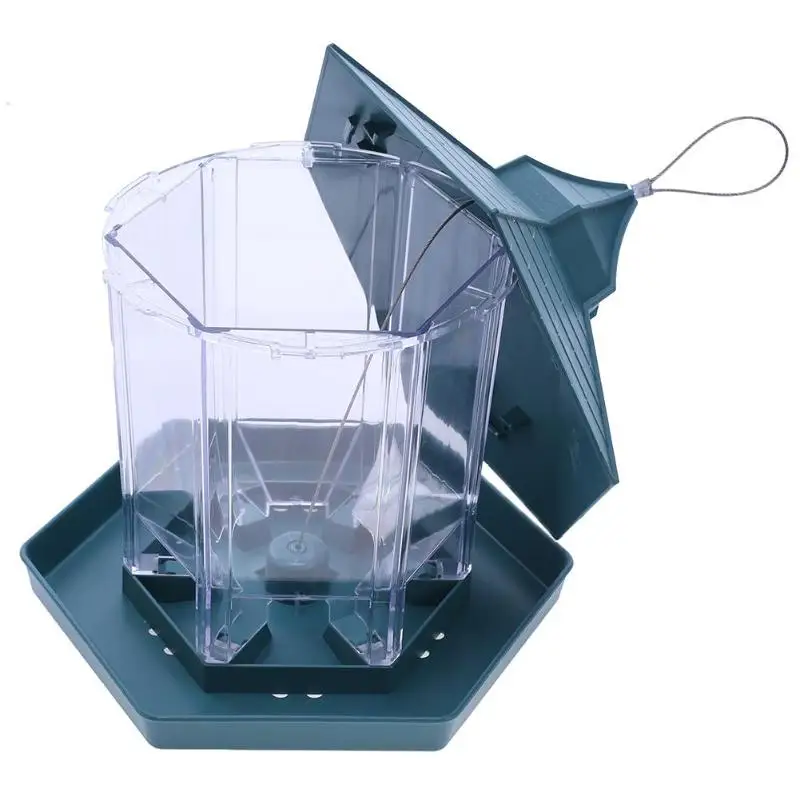 Green Pavilion Bird Feeder Outdoor Plastic Hanging Bird Food Container Garden Decoration Bird Feeder Pet Supplies 7