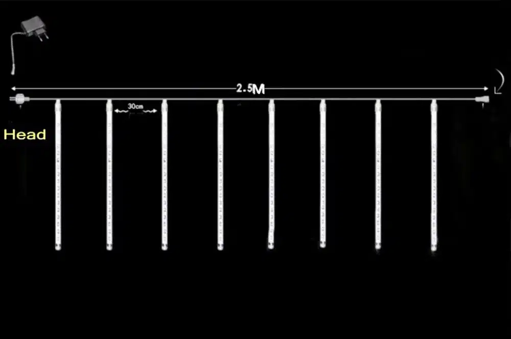 50cm 30cm 20cm waterproof Meteor Shower Rain Tubes Led Light Lamp 240V EU Plug Christmas Light Wedding Garden Decoration Xmas 19