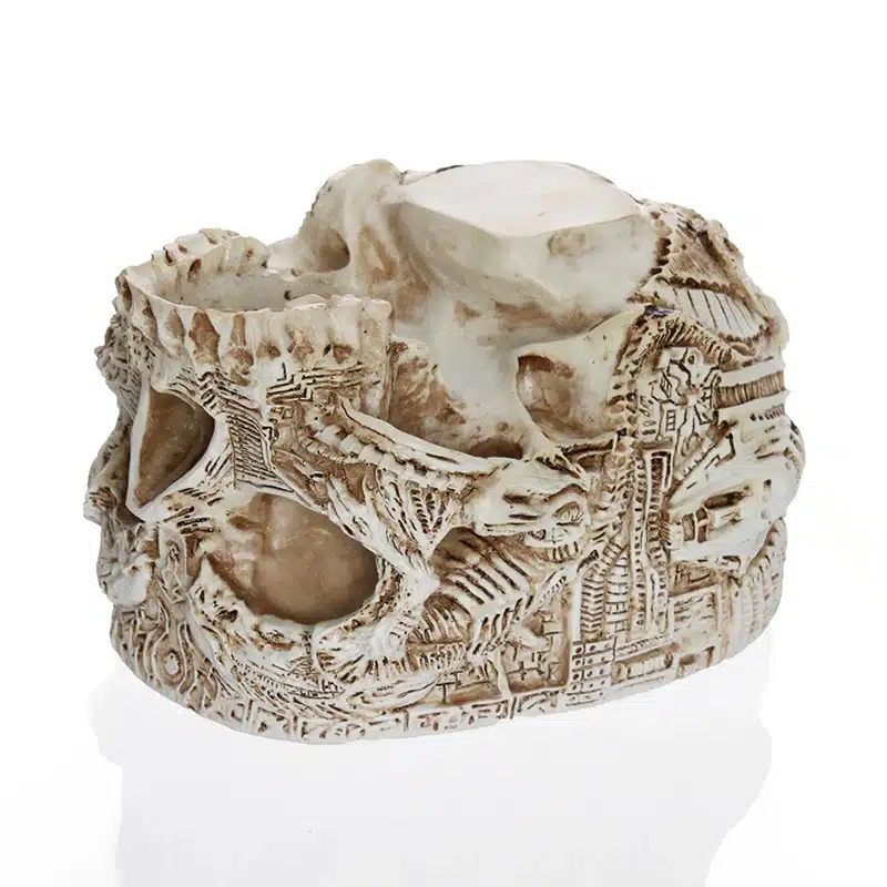 Hand Carved Skull Flower Pot Human Skull Bone Bowl Home Garden Decor Halloween Decoration 14