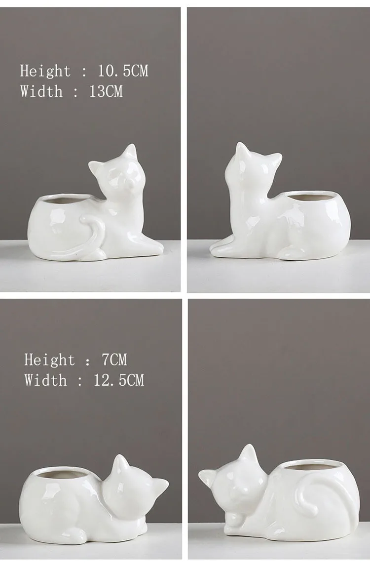 YeFine Cartoon Zakka Cat Ceramic Flower Pots For Mini Succulent Plants Home Garden Decor Cactus Flowerpots Dropshipping 10