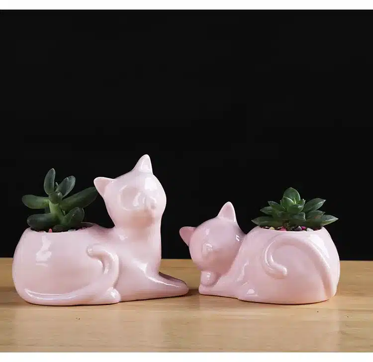YeFine Cartoon Zakka Cat Ceramic Flower Pots For Mini Succulent Plants Home Garden Decor Cactus Flowerpots Dropshipping 13