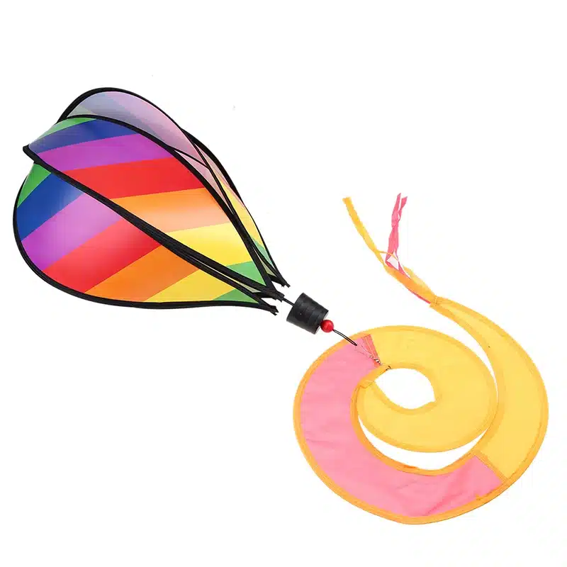 WHISM Large 55" Hot Air Balloon Wind Spinner Striped Kite Rainbow Windsock with Tails For Outdoor Garden Decor Kids Toy 14