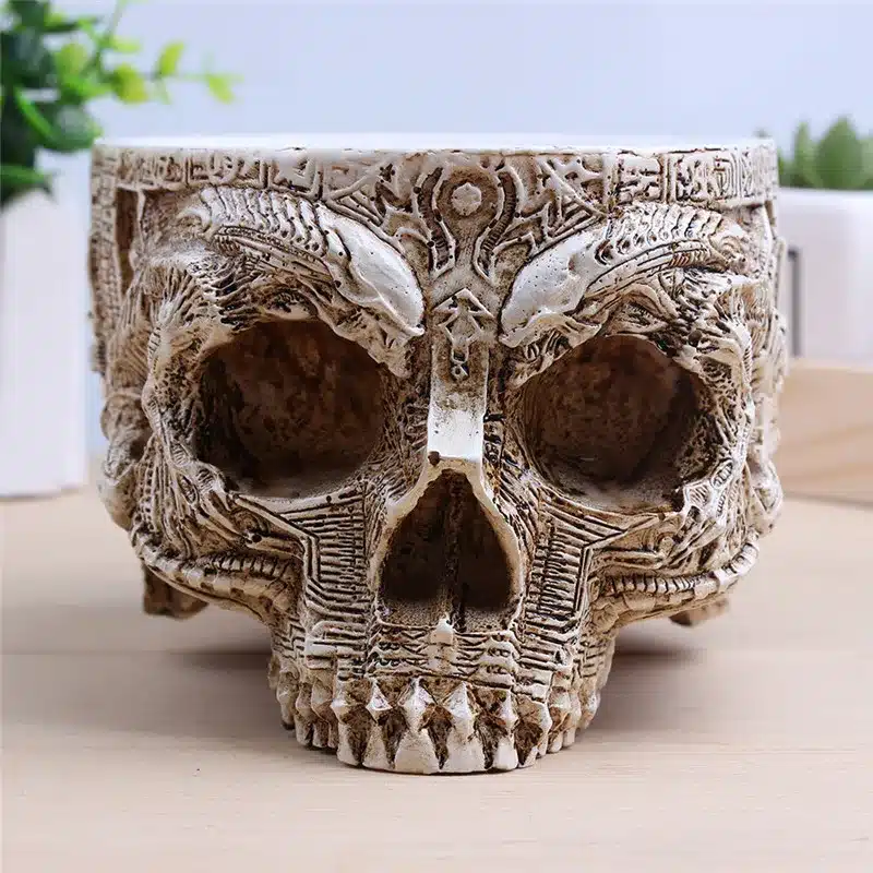 P-flame white antique sculpture skull garden decoration flower pot item storage tank container decoration home decoration resin 11