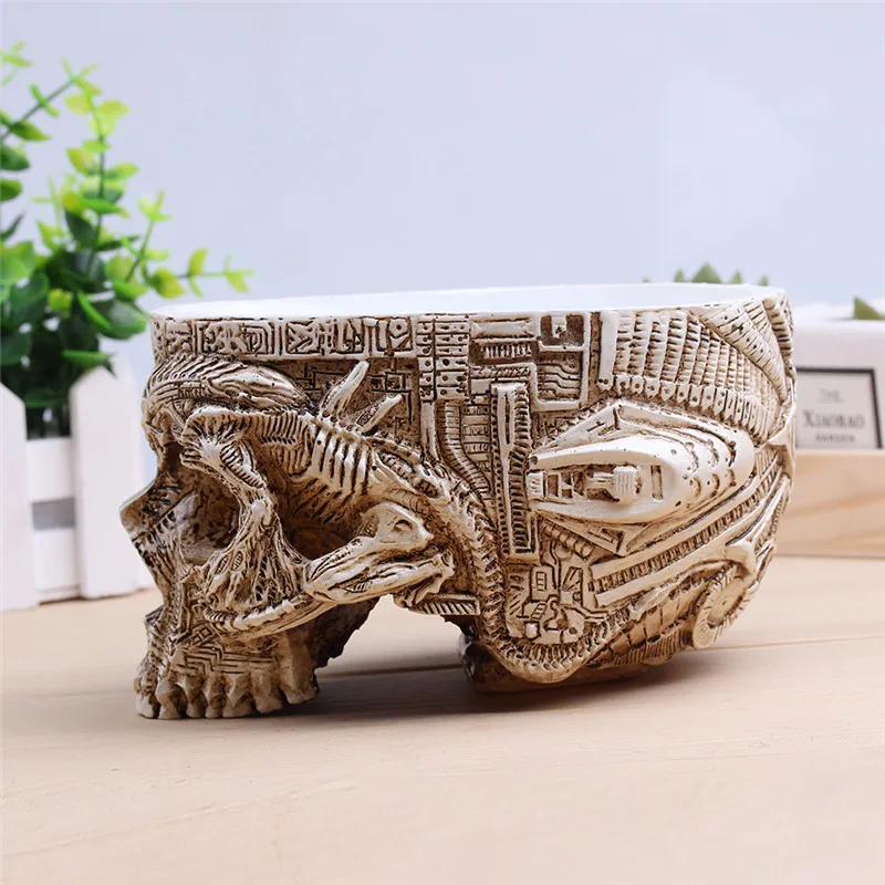 P-flame white antique sculpture skull garden decoration flower pot item storage tank container decoration home decoration resin 13