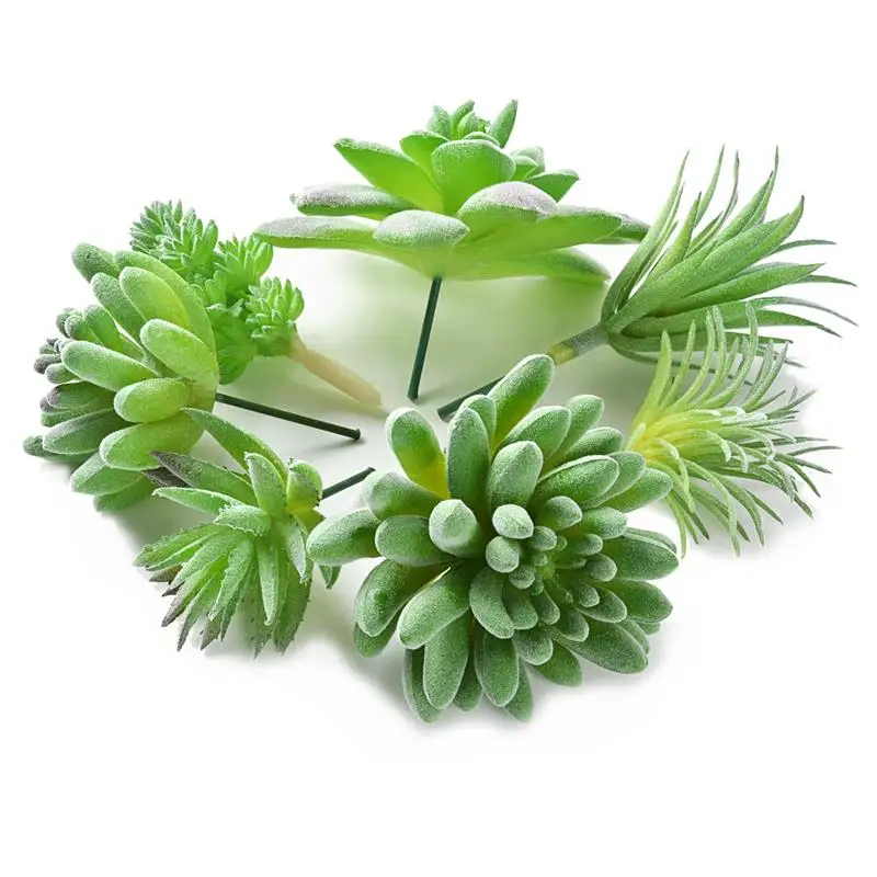 7PCS Artificial Succulent Party Decorative Fake Plant Faux Succulent Landscape Lotus Flower Arrange for Home Garden Table Decors 13
