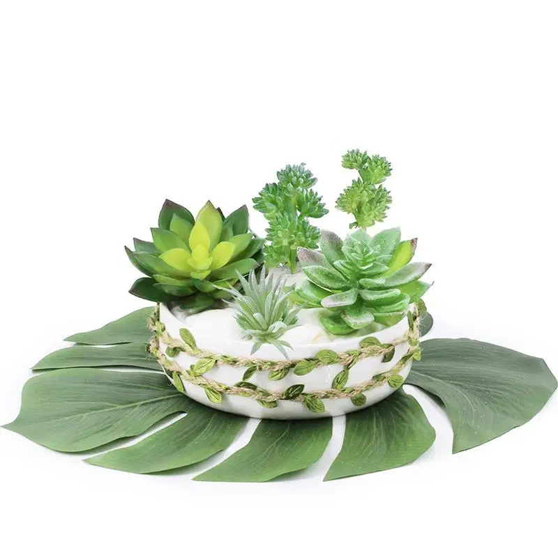 7PCS Artificial Succulent Party Decorative Fake Plant Faux Succulent Landscape Lotus Flower Arrange for Home Garden Table Decors 15