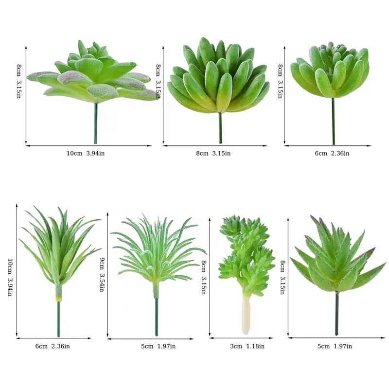 7PCS Artificial Succulent Party Decorative Fake Plant Faux Succulent Landscape Lotus Flower Arrange for Home Garden Table Decors 17