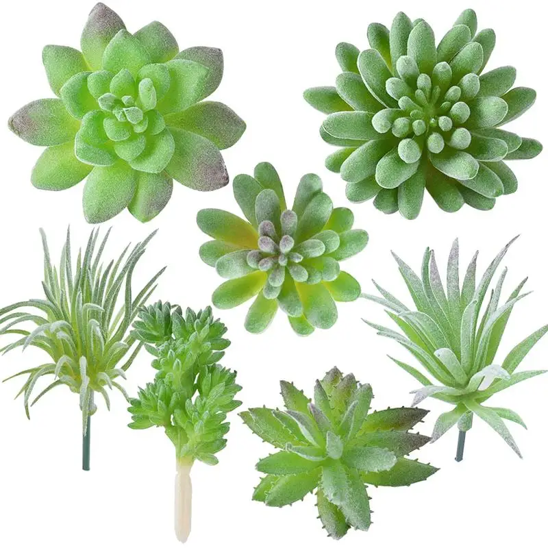 7PCS Artificial Succulent Party Decorative Fake Plant Faux Succulent Landscape Lotus Flower Arrange for Home Garden Table Decors 20