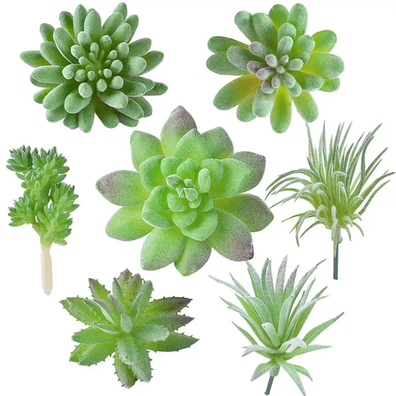 7PCS Artificial Succulent Party Decorative Fake Plant Faux Succulent Landscape Lotus Flower Arrange for Home Garden Table Decors 21