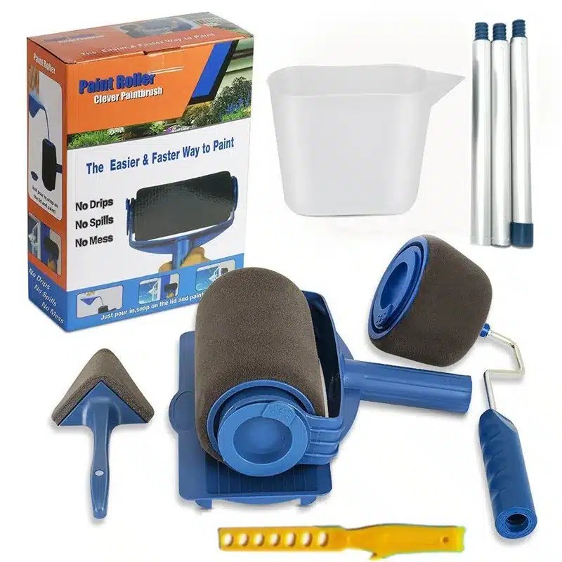 NEW Paint Runner Pro Roller Brush Handle Tool Flocked Edger Office Room Wall Painting Home Garden Tool Roller Paint Brush Set 3
