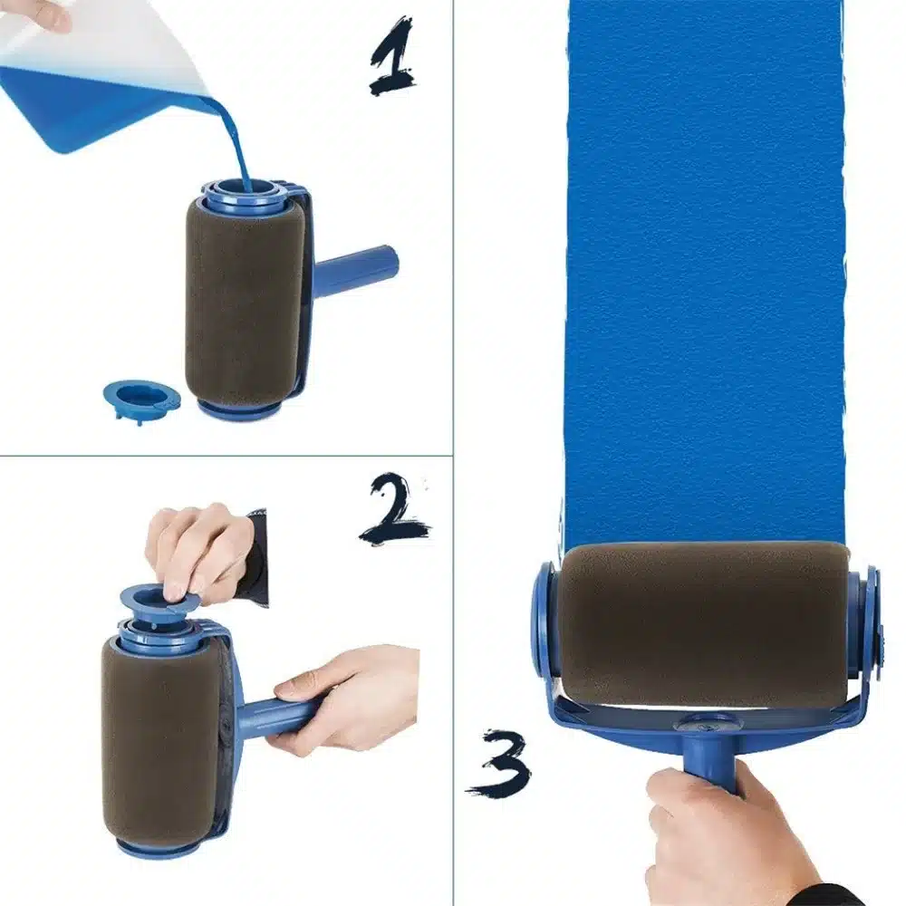 NEW Paint Runner Pro Roller Brush Handle Tool Flocked Edger Office Room Wall Painting Home Garden Tool Roller Paint Brush Set 7