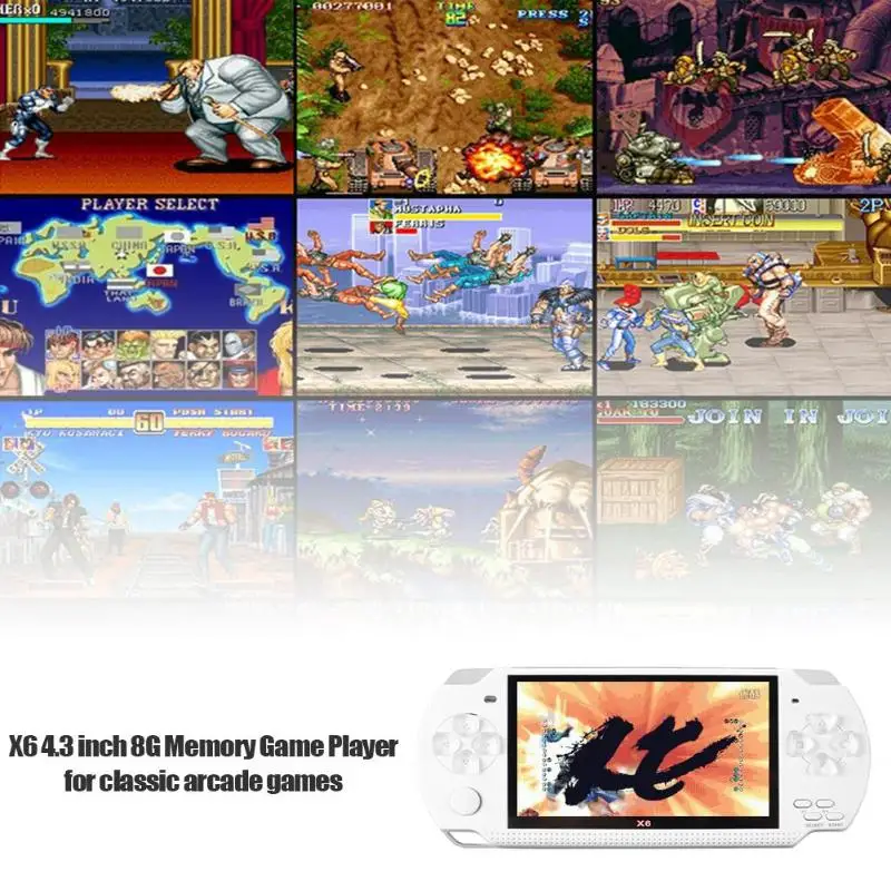X6 4.3inch Portable Video Game Console built in 1000 free game Handheld 8G Memory Game Machine Game Player with 30 pixels camera 13