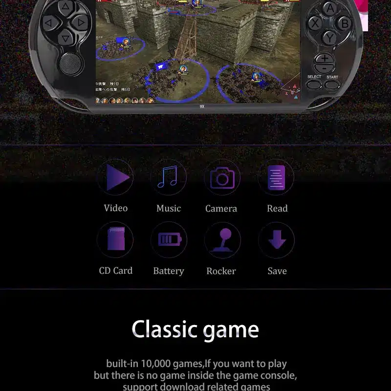 5.0 Inch Large Screen Built in 10000+ Games Handheld Game Player Support TV Out Put With Camera Multimedia Video Game Console 3