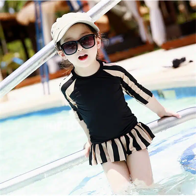 New Models 1-12 Y Girl two piece Swimsuit Kid Baby Children Kid Swimwear Girls stripe Swim dress Wear Bathing Suit Swimming 9