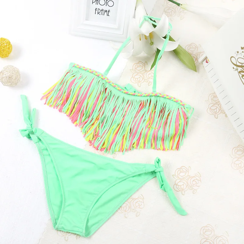 Kids Bikini 2019 Girls Swimwear Bathing Sets Kid Swimming Suit Tassel Swimsuit Children Bikinis Baby Set New Biquini Infantil 1