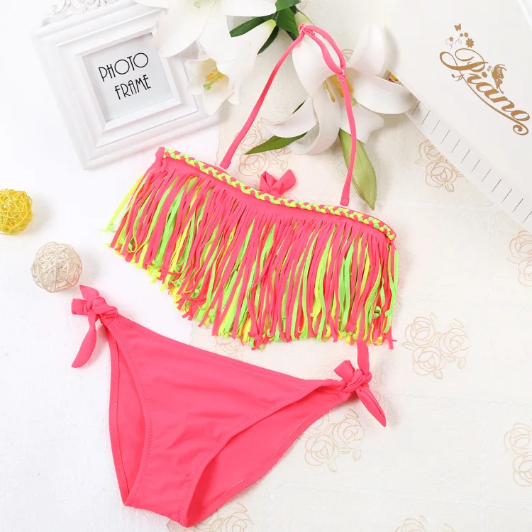 Kids Bikini 2019 Girls Swimwear Bathing Sets Kid Swimming Suit Tassel Swimsuit Children Bikinis Baby Set New Biquini Infantil 2