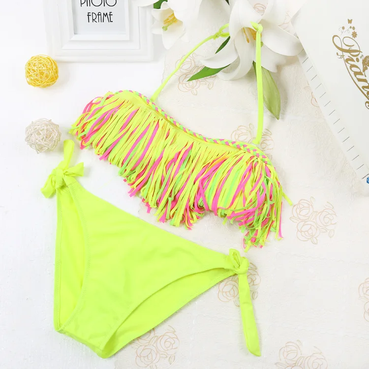Kids Bikini 2019 Girls Swimwear Bathing Sets Kid Swimming Suit Tassel Swimsuit Children Bikinis Baby Set New Biquini Infantil 3