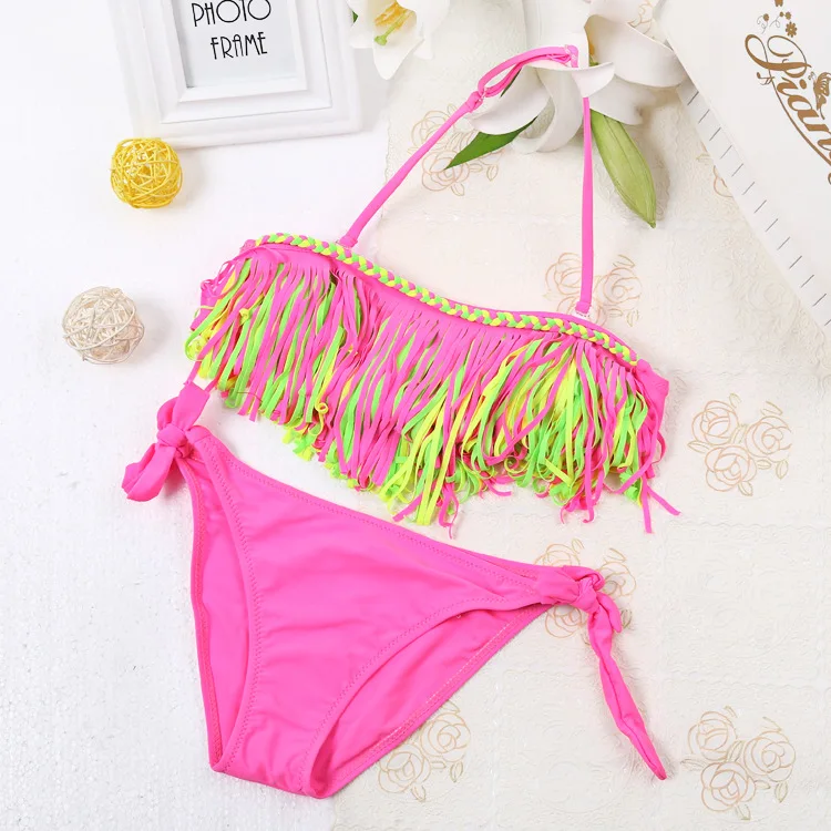 Kids Bikini 2019 Girls Swimwear Bathing Sets Kid Swimming Suit Tassel Swimsuit Children Bikinis Baby Set New Biquini Infantil 4