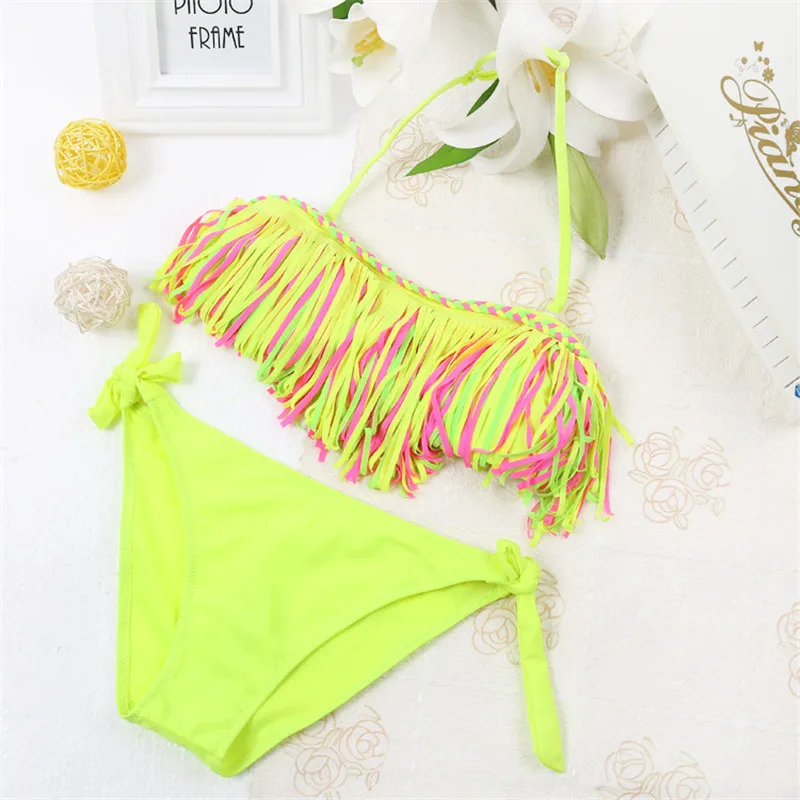 Kids Bikini 2019 Girls Swimwear Bathing Sets Kid Swimming Suit Tassel Swimsuit Children Bikinis Baby Set New Biquini Infantil 5
