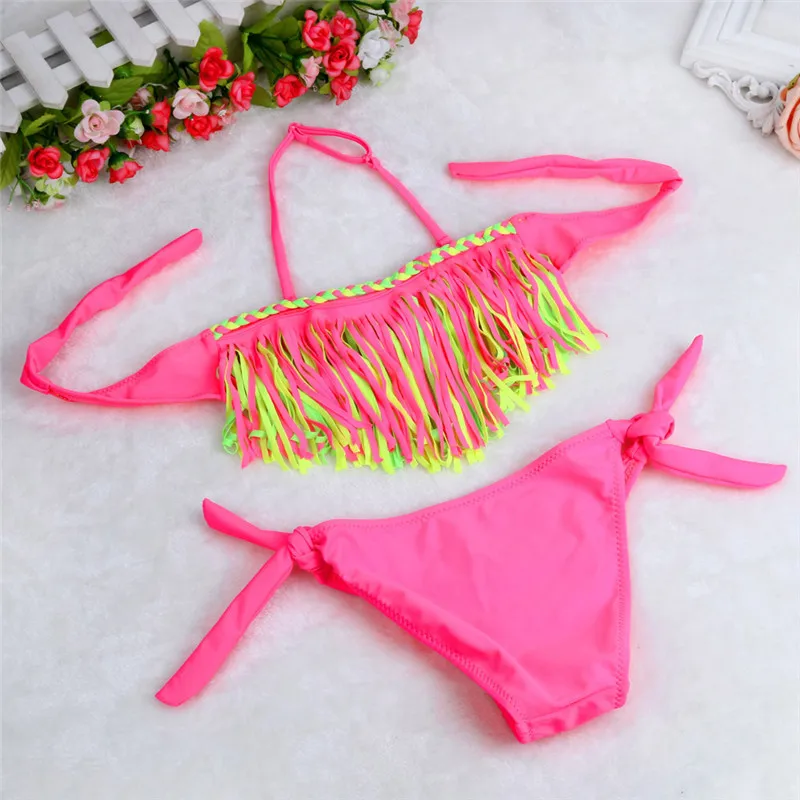 Kids Bikini 2019 Girls Swimwear Bathing Sets Kid Swimming Suit Tassel Swimsuit Children Bikinis Baby Set New Biquini Infantil 7