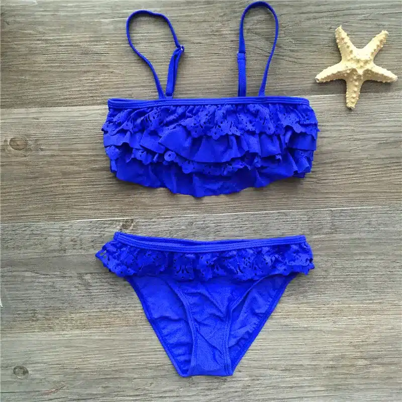 Girl Biquini Bathing Suit Teenagers Solid 2 Pieces Swimwear For Children Swimsuit Split Bikinis Set Kids Hollow Swimsuit Tankini 10